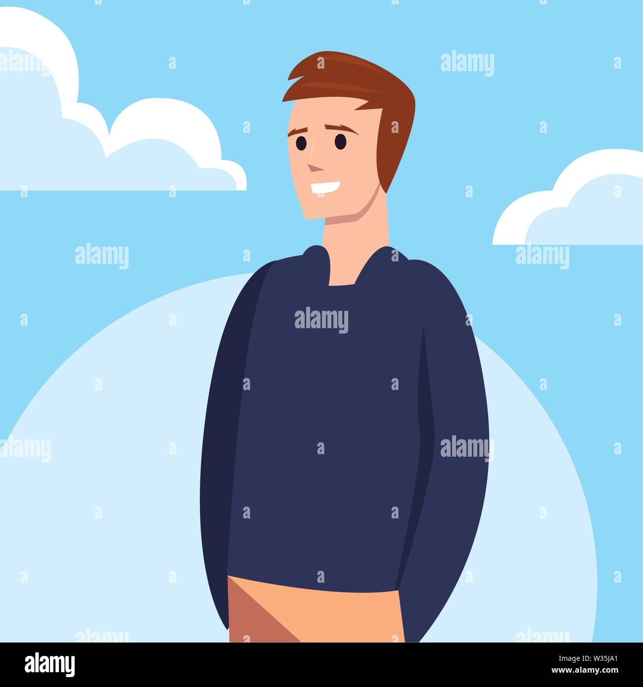 man happy young character outdoor vector illustration Stock Vector ...