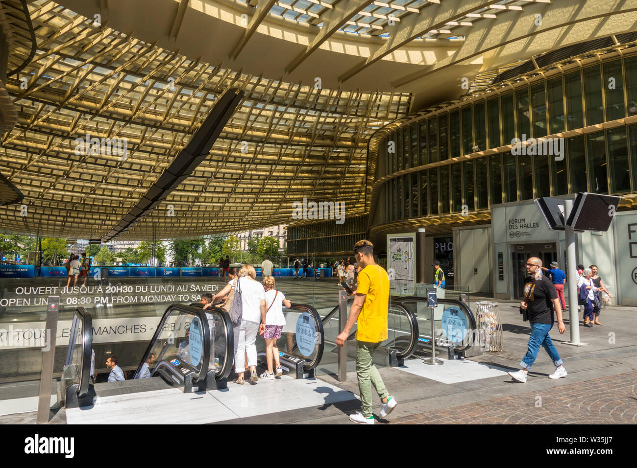 Entrance to the Forum des Halles shopping centre in Les Halles Paris France Stock Photo