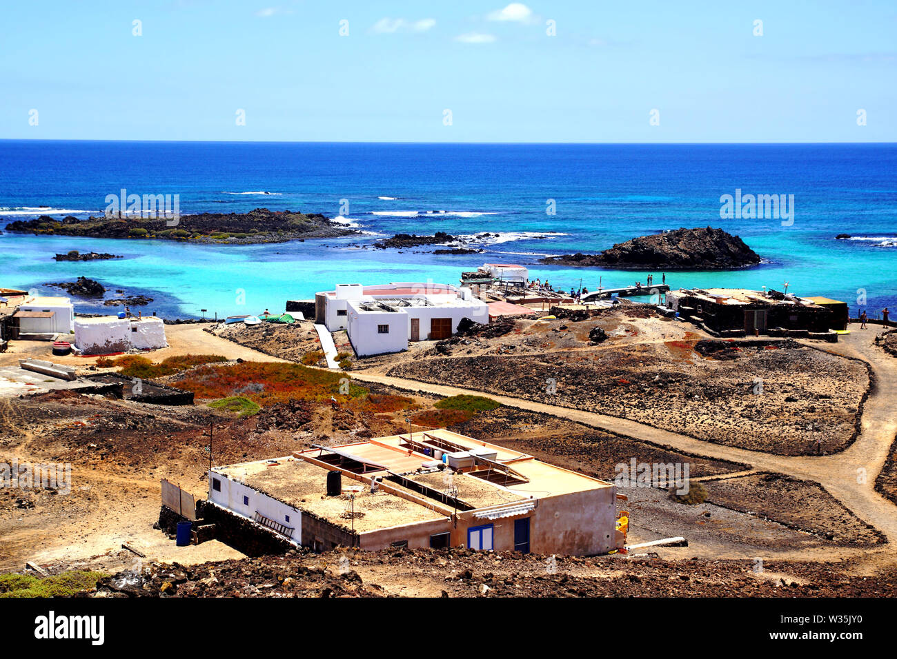The fishing village of El Puertito on Isla de Lobos in Fuerteventura, Spain Stock Photo