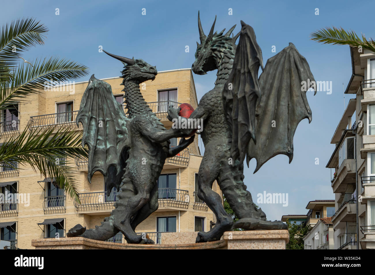 Dragons in Love Statue, Varna, Bulgaria Stock Photo