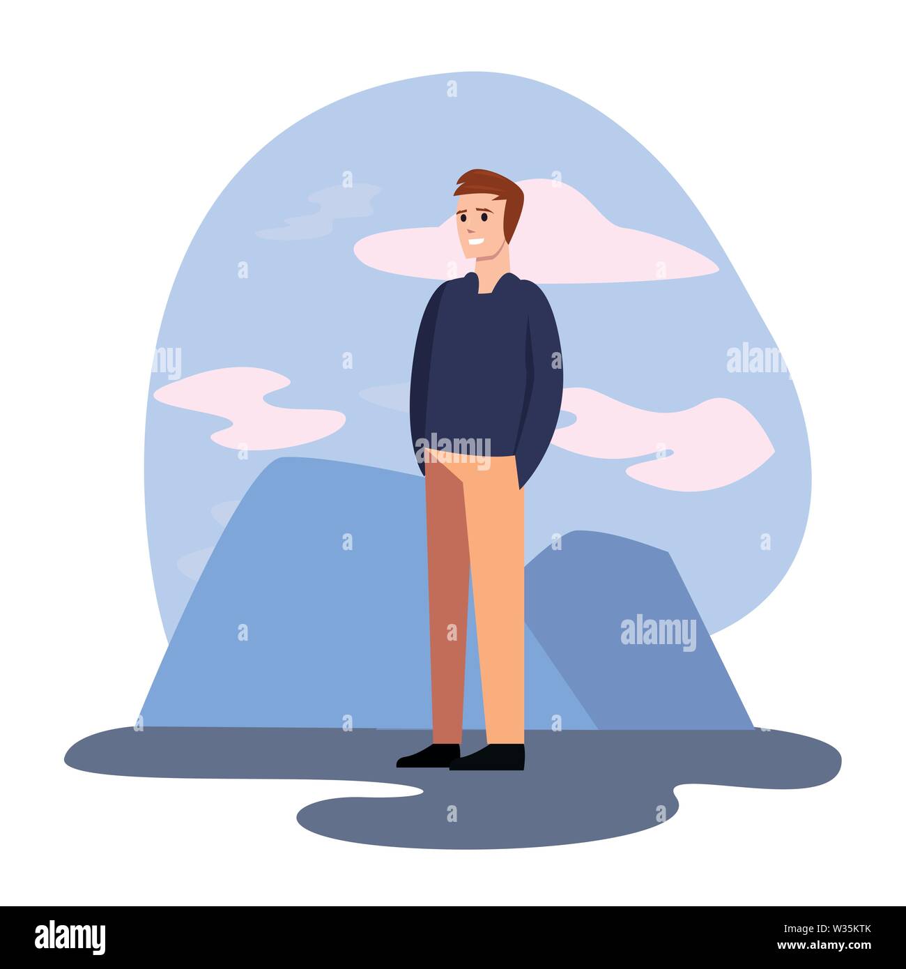 man happy young character outdoor background vector illustration Stock ...