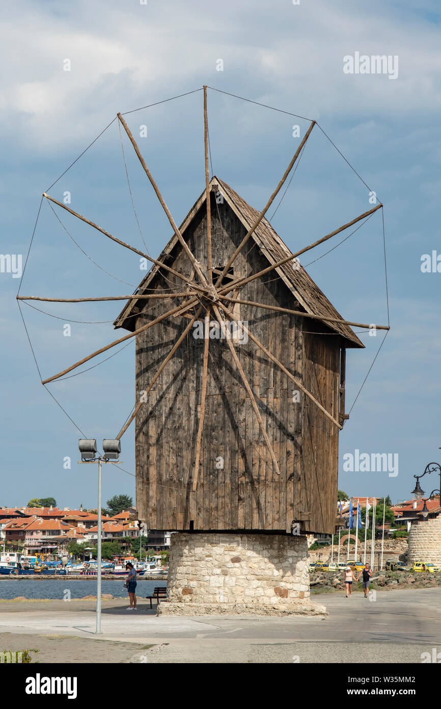 The Windmill, Nessebar, Bulgaria Stock Photo