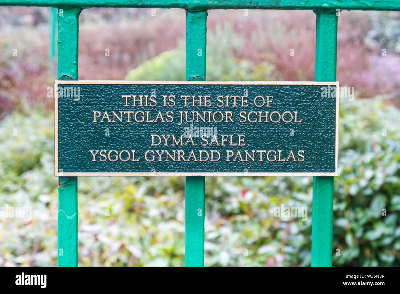 Aberfan, Wales This is the site of Pantglas Junior School sign on