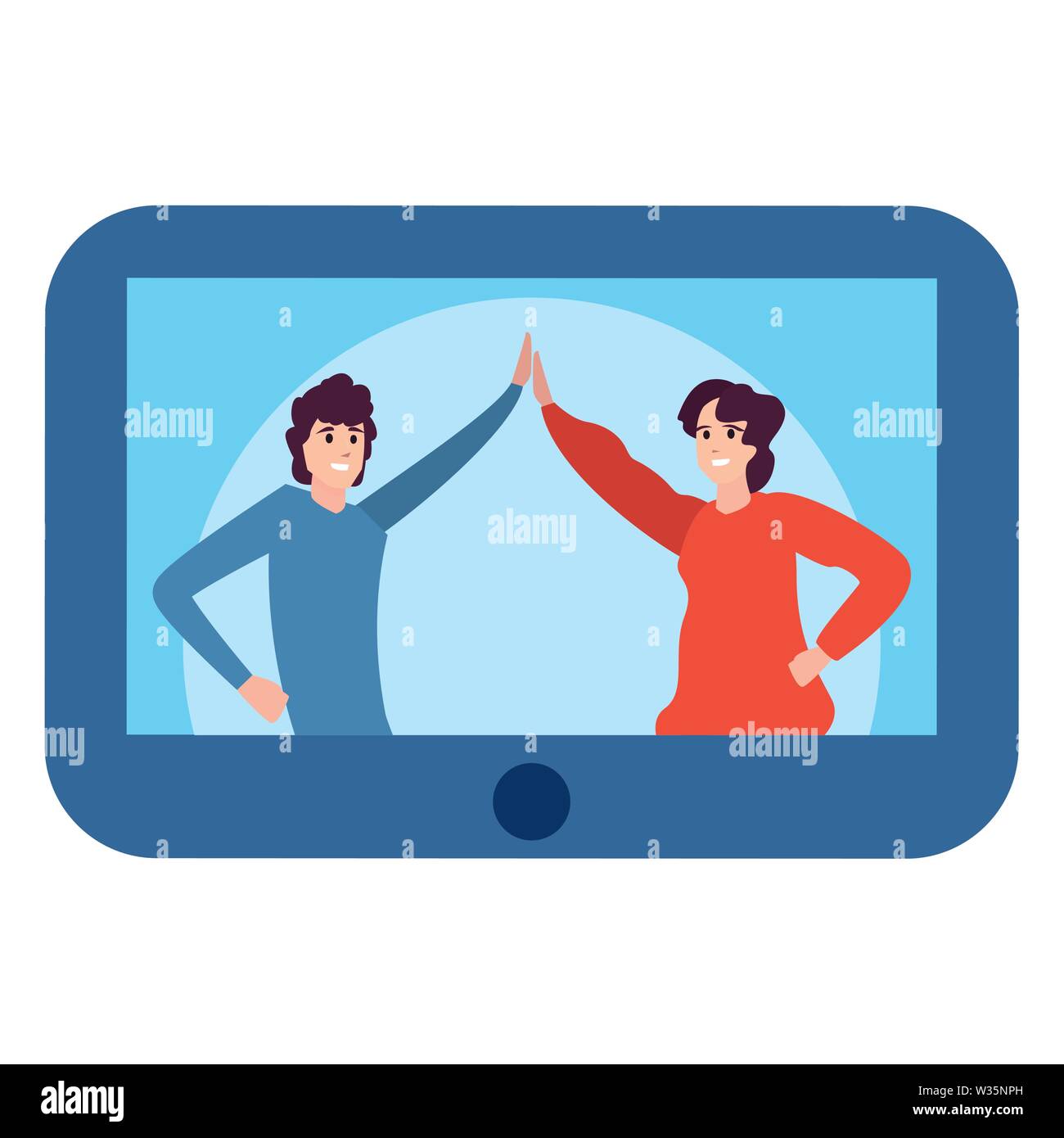 men together in smartphone happy young people vector illustration Stock ...