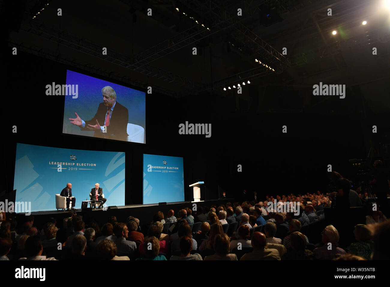 Conservative Party leadership candidate Boris Johnson during a Tory leadership hustings in Cheltenham, Gloucestershire. Stock Photo