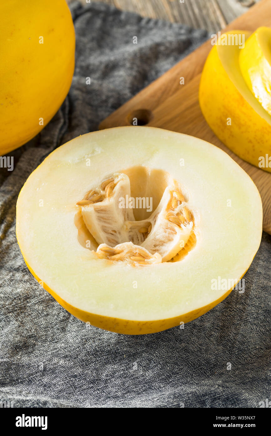 Raw Yellow Organic Canary Melon Ready To Eat Stock Photo Alamy