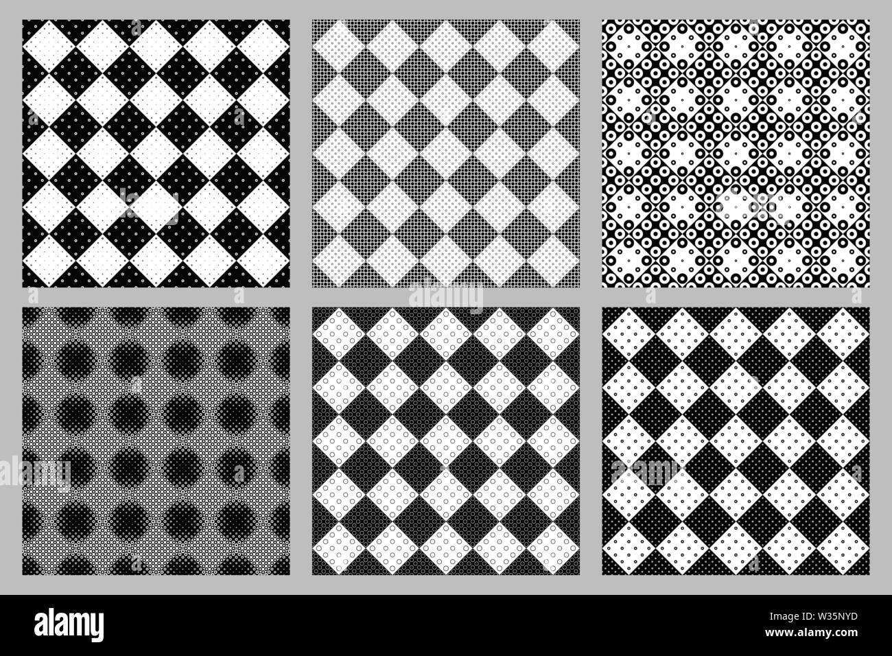 Seamless circle pattern background set - vector designs from rings ...