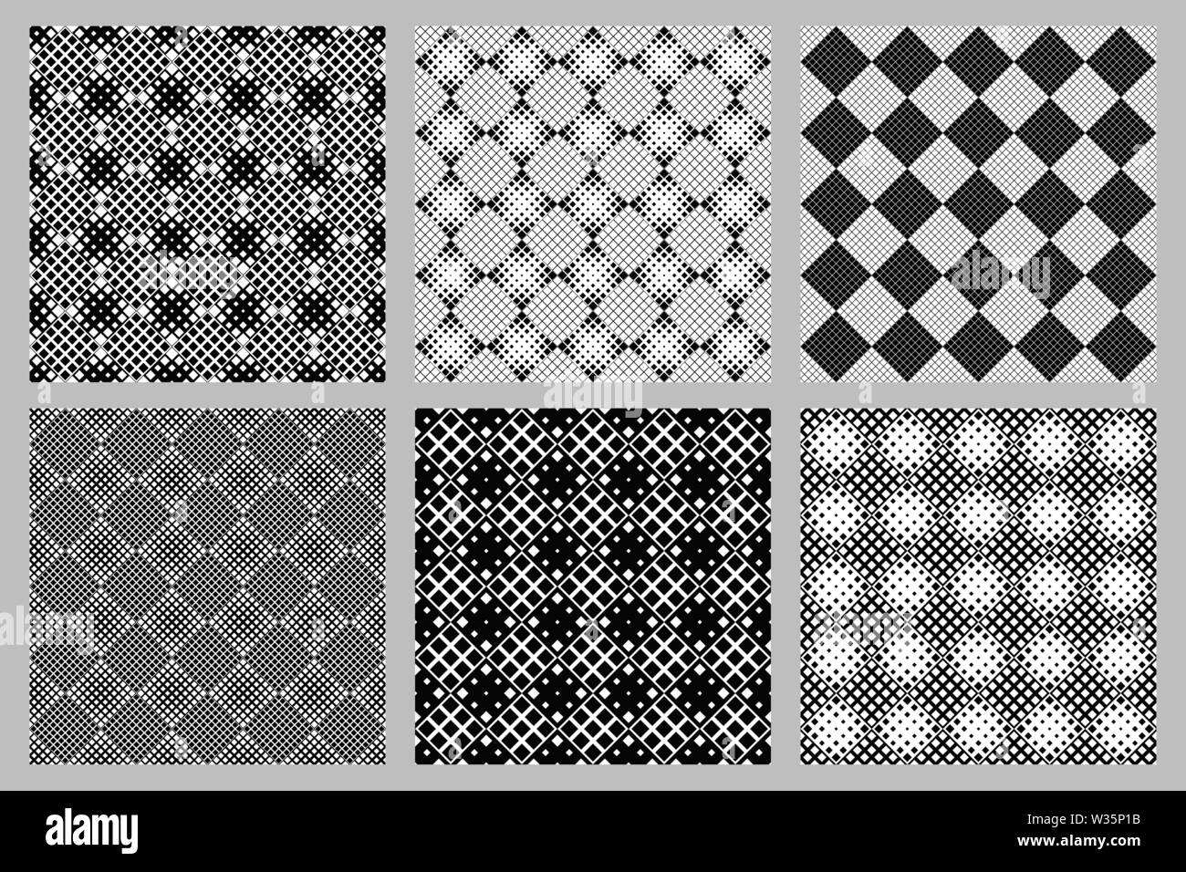 Diagonal square pattern background set - abstract vector designs Stock Vector