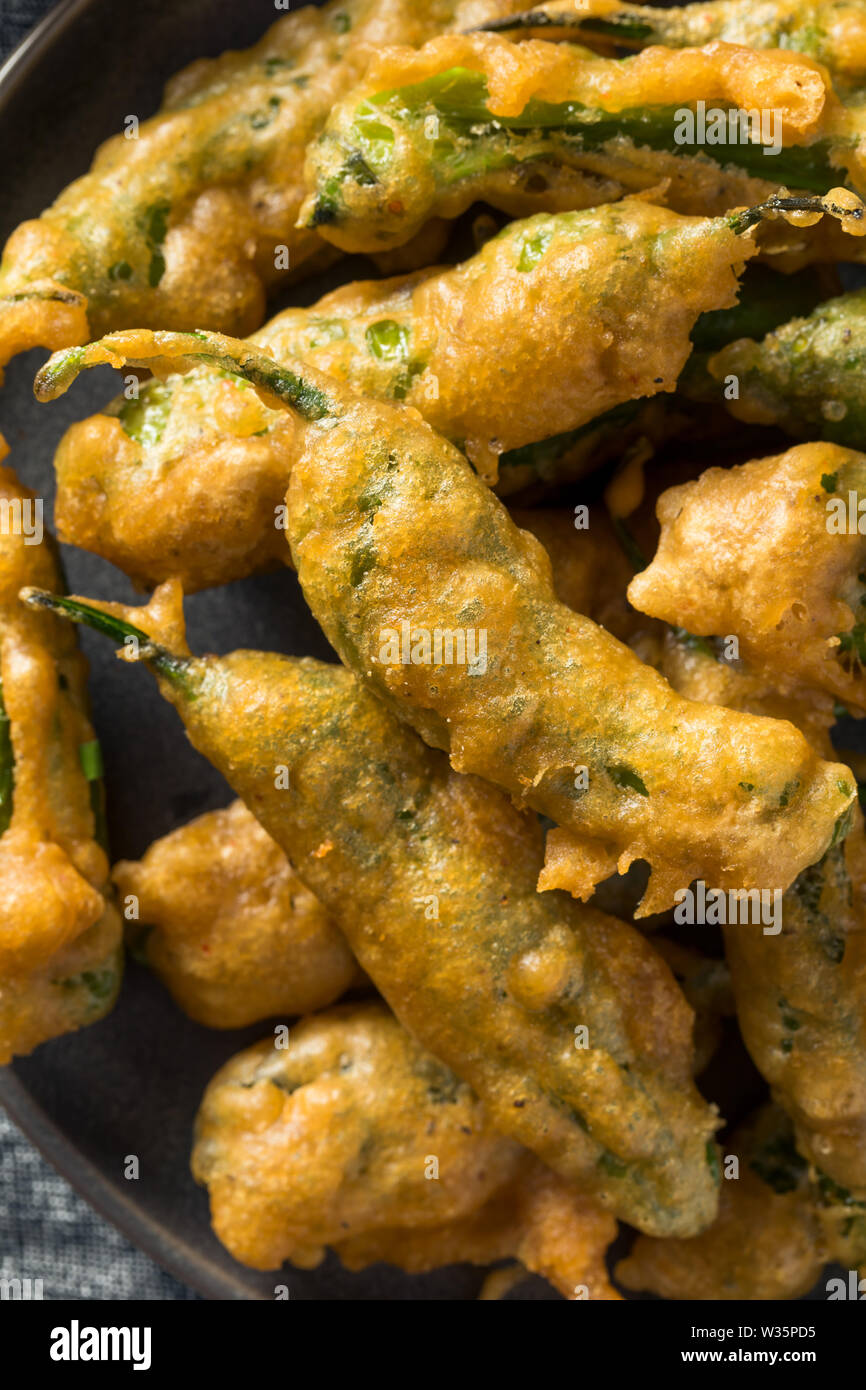 Homemade Deep Fried Shishito Peppers with Sauce Stock Photo Alamy