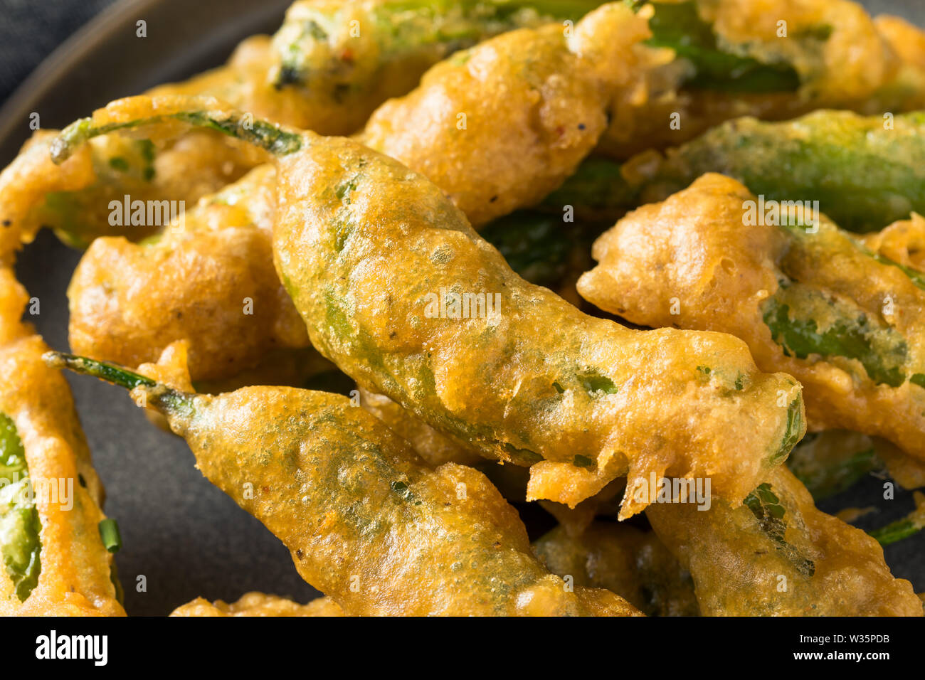 Homemade Deep Fried Shishito Peppers with Sauce Stock Photo Alamy