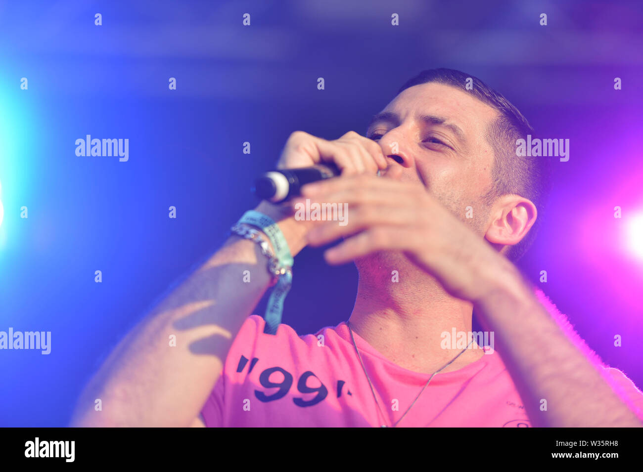 Glasgow, UK. 12 July 2019. Example (AKA Elliot John Gleave) performing ...