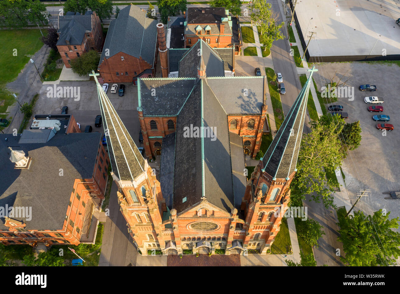 Detroit, Michigan - Ste. Anne de Detroit Catholic Church. Founded in 1701 by French colonists, the parish is now mostly Hispanic. It is the second old Stock Photo