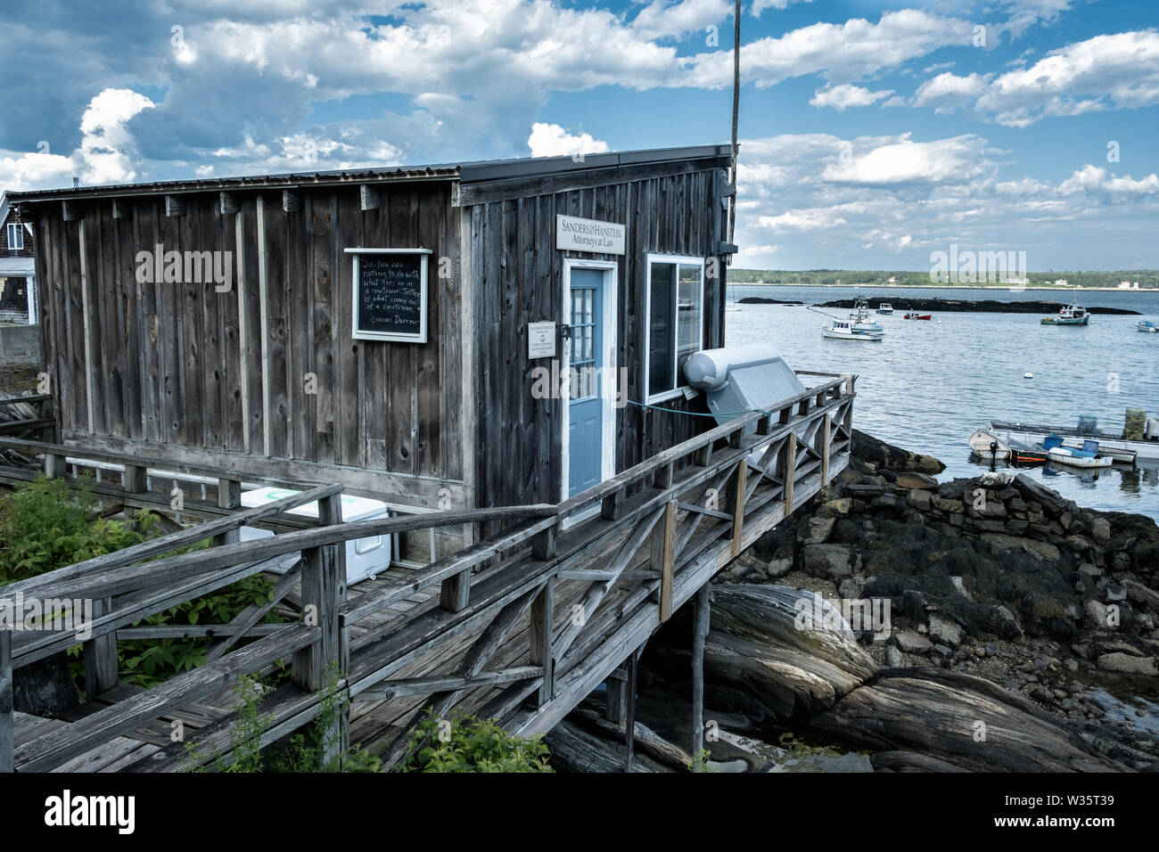 A traditional boathouse converted to the law offices of Sanders and