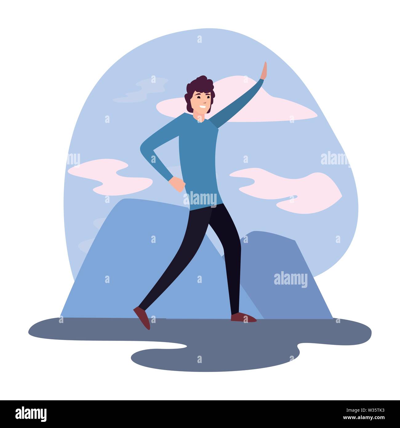 man happy young character outdoor background vector illustration Stock ...
