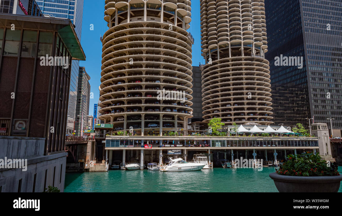 Famous parking lot in an office tower in Chicago CHICAGO, USA JUNE