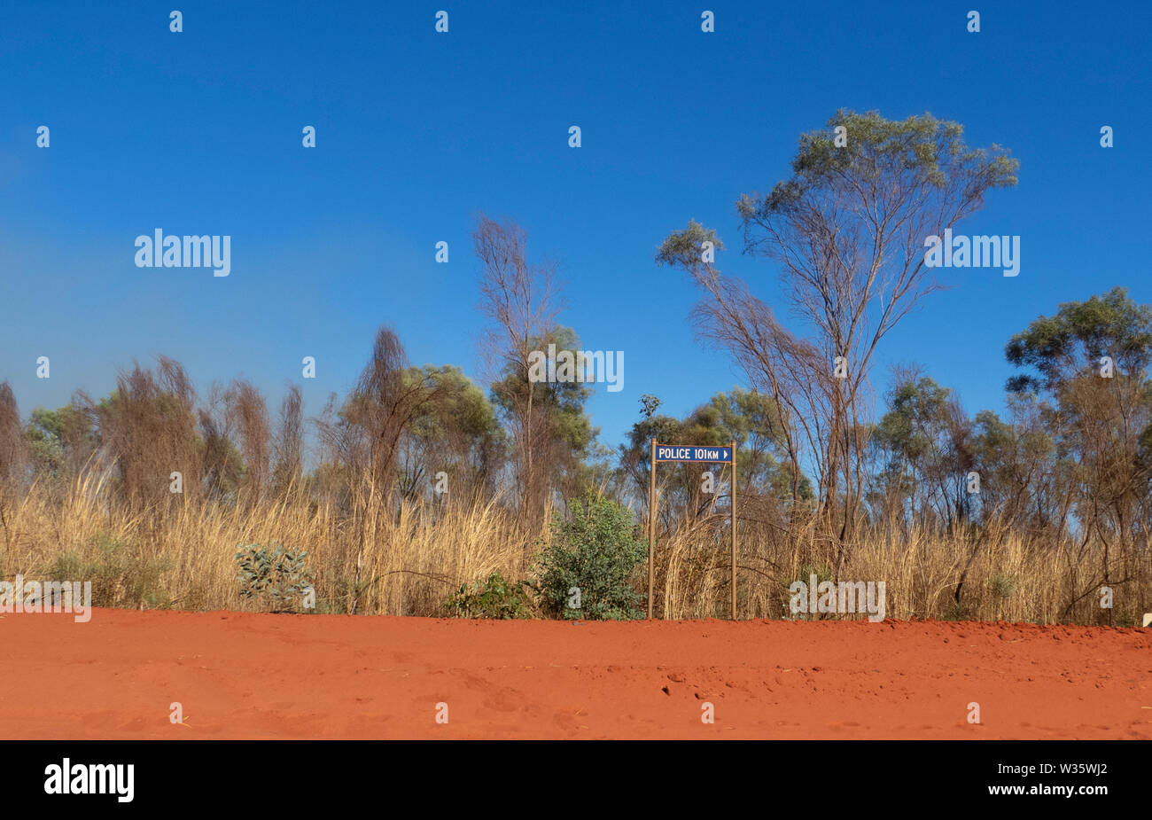 police station sign in the Australian outback Stock Photo