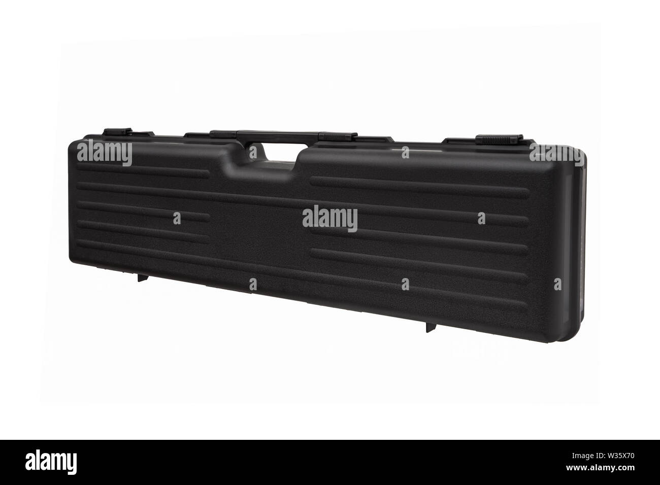 black plastic case for gun isolated on white background Stock Photo Alamy