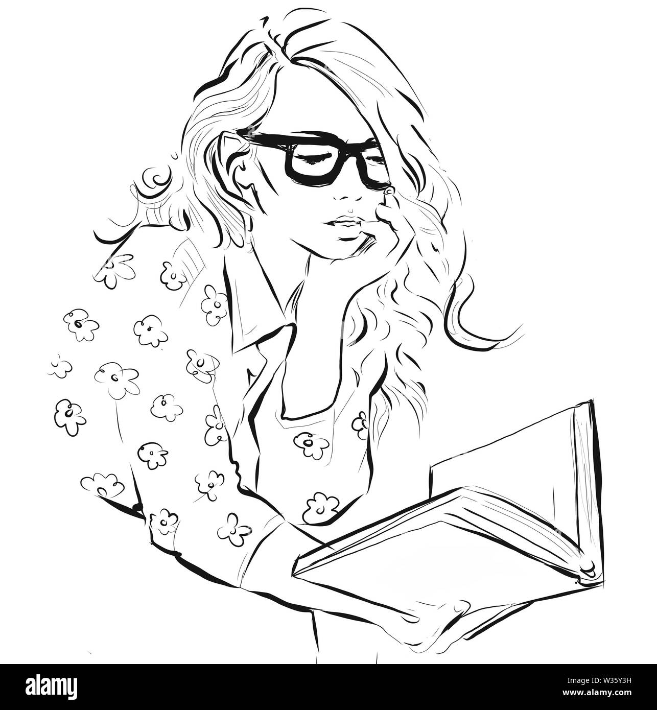 Girl reading book Stock Photo
