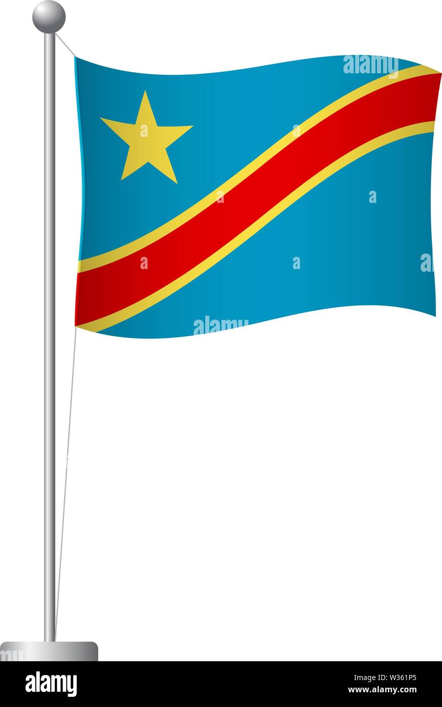 Democratic Republic of the Congo flag on pole. Metal flagpole. National ...