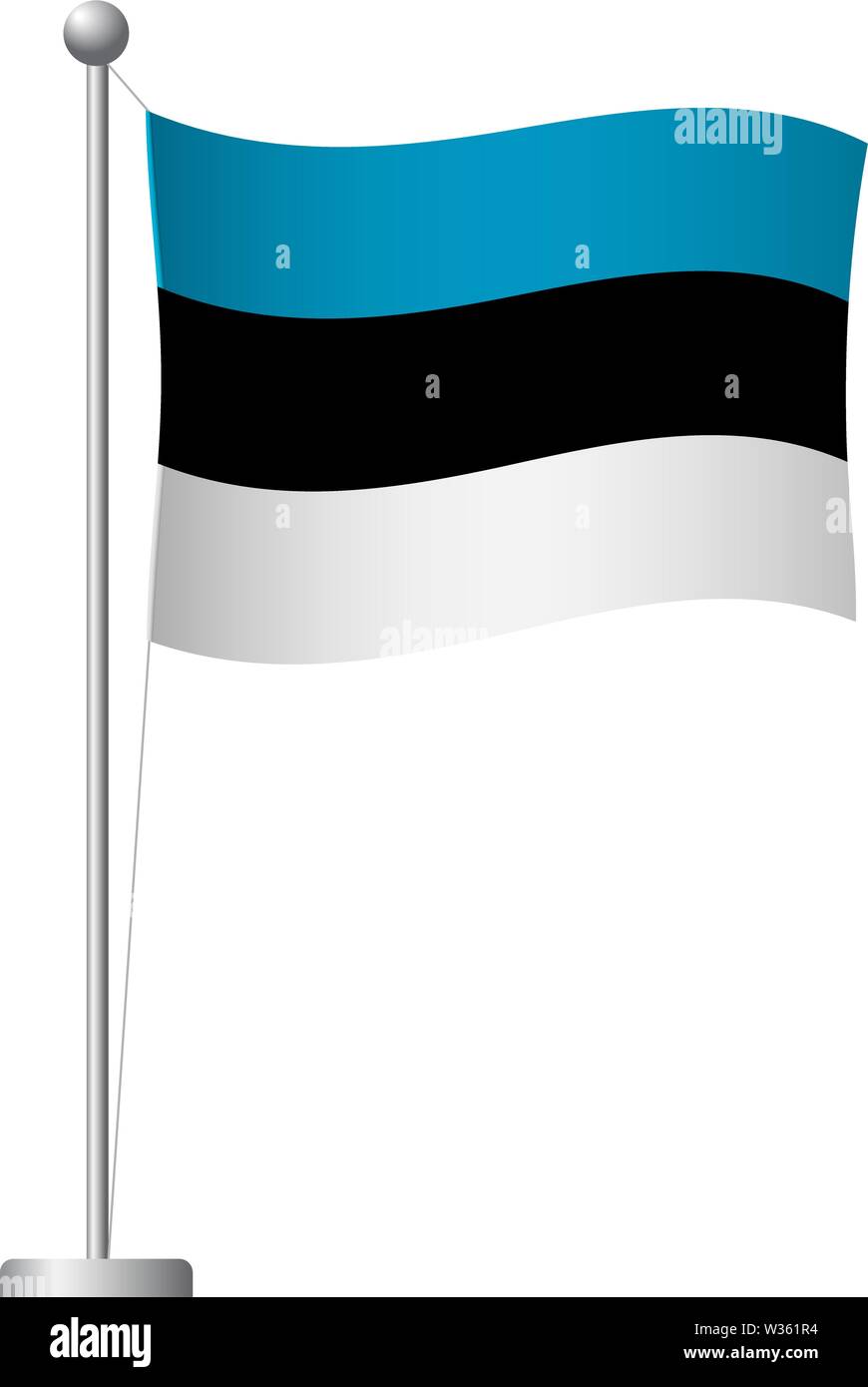 Estonia flag on pole. Metal flagpole. National flag of Estonia vector ...