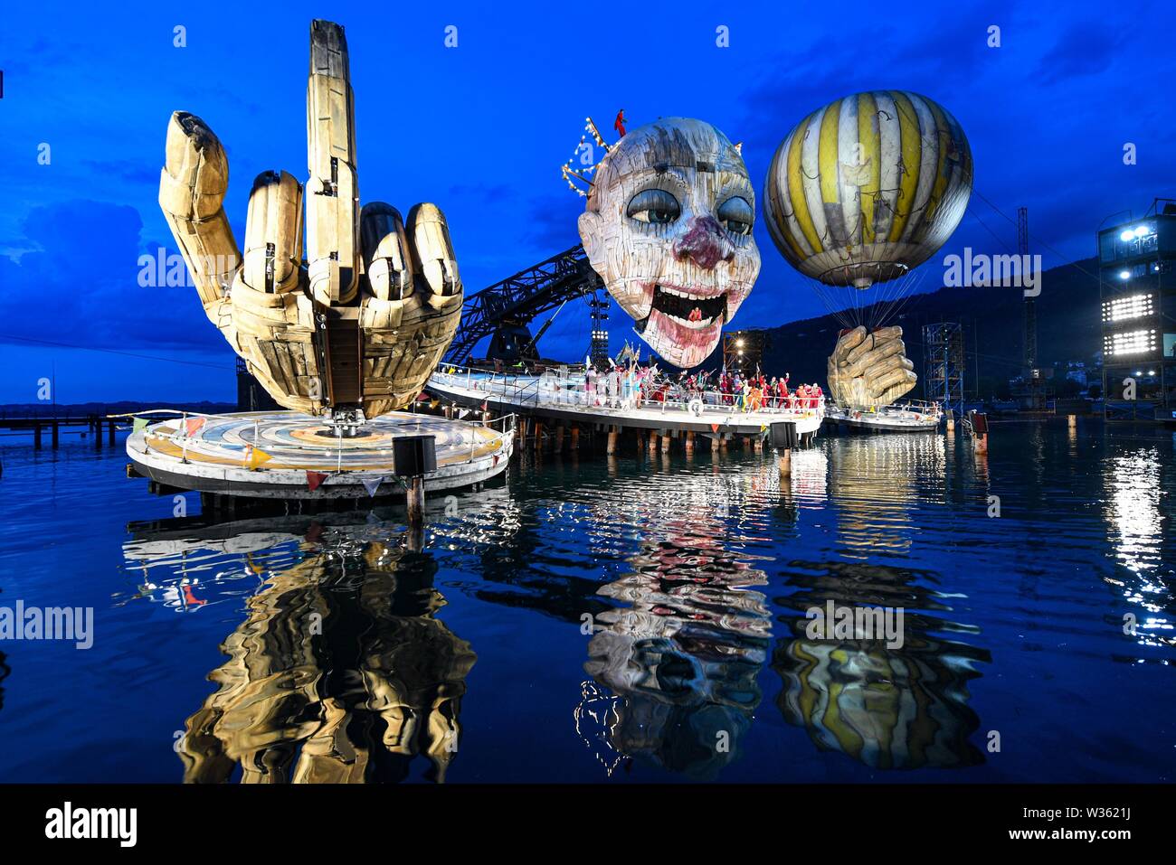 Bregenz, Austria. 12th July, 2019. The opera Rigoletto by Giuseppe Verdi is  performed on the lake stage of the Bregenz Festival. Credit: Felix  Kästle/dpa/Alamy Live News Stock Photo - Alamy