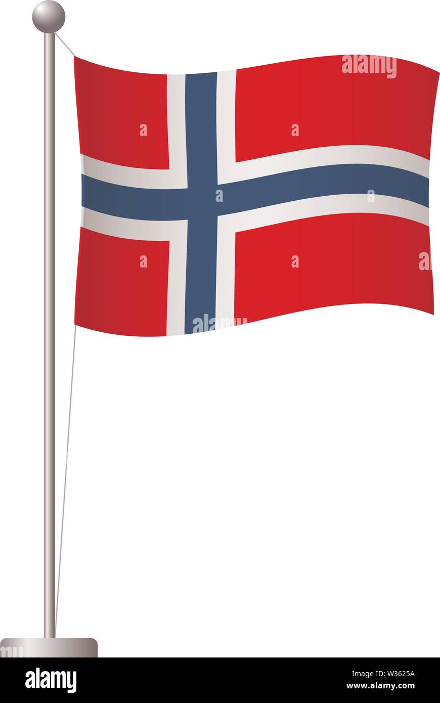 Norway flag on pole. Metal flagpole. National flag of Norway vector ...