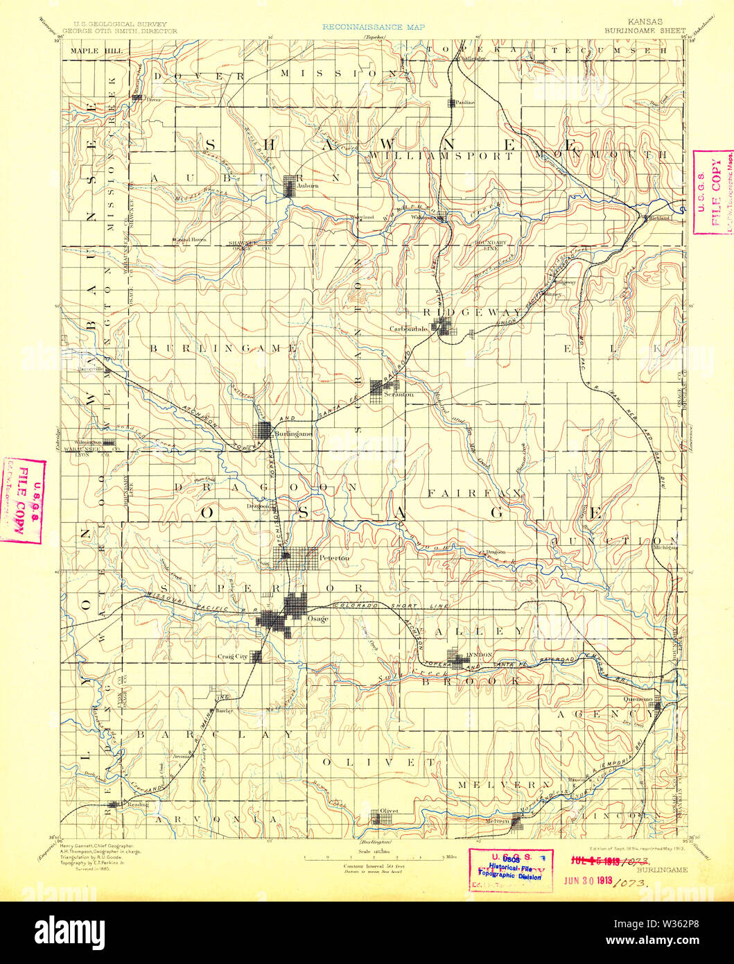 Burlingame kansas map hires stock photography and images Alamy
