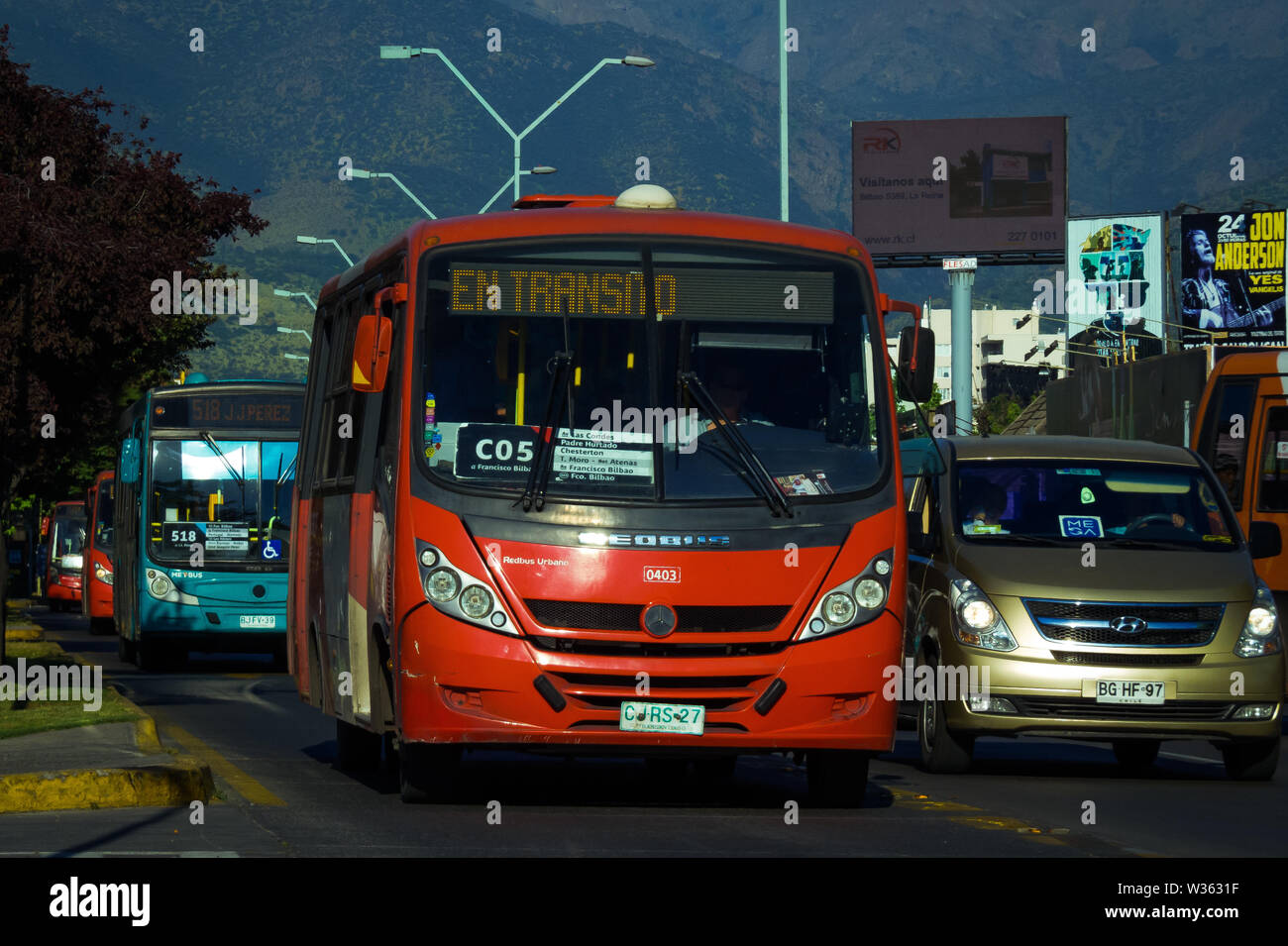SANTIAGO, CHILE - OCTOBER 2014: Public transport bus in La Reina Stock Photo