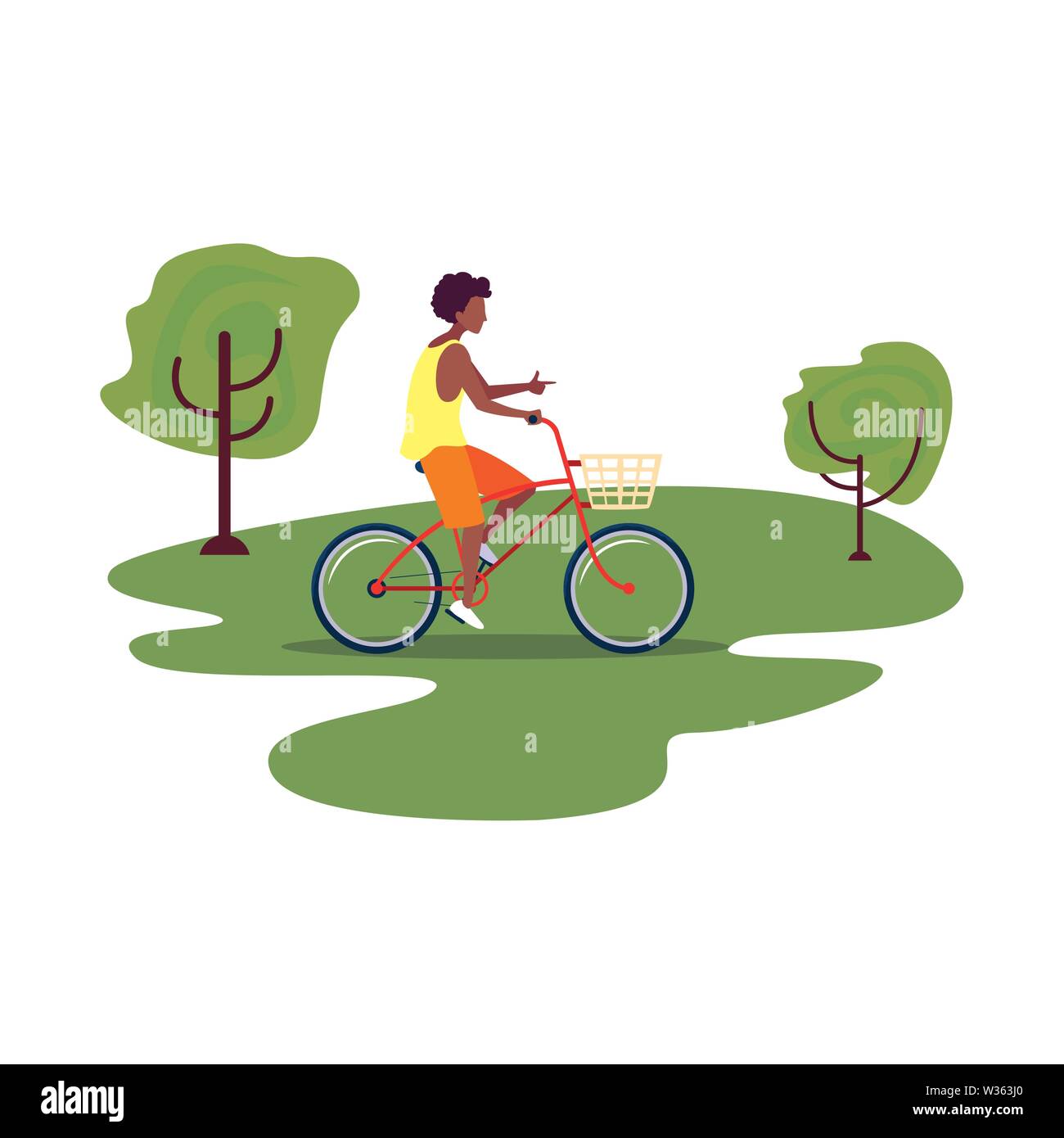man riding bicycle activity in the park vector illustration Stock ...
