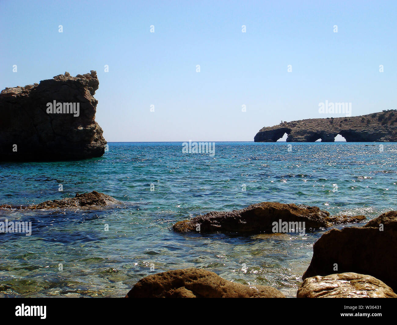 Gaudos island Greek summer road trip from Agios Giannis to Tripiti amazing beach Stock Photo