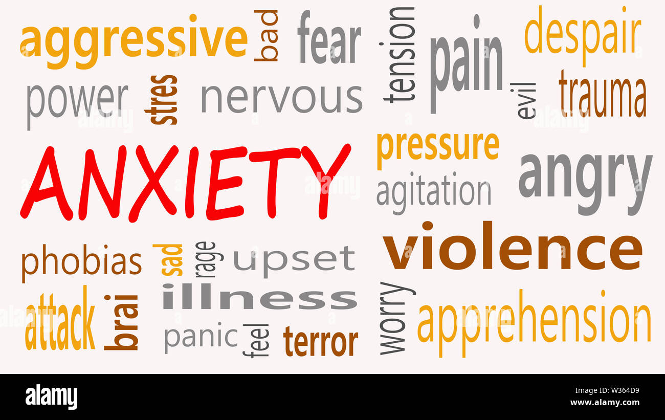 Anxiety concept word cloud on a white background Stock Photo