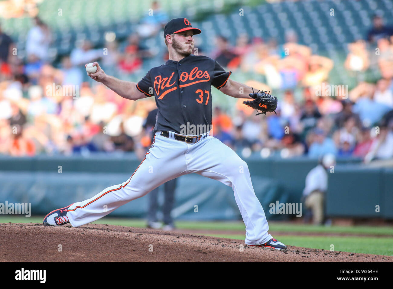Baltimore, MD, USA. 12th July, 2019. during MLB action between the Tampa Bay Rays and the Baltimore Orioles at Camden Yards in Baltimore, MD. Jonathan Huff/CSM/Alamy Live News Stock Photo