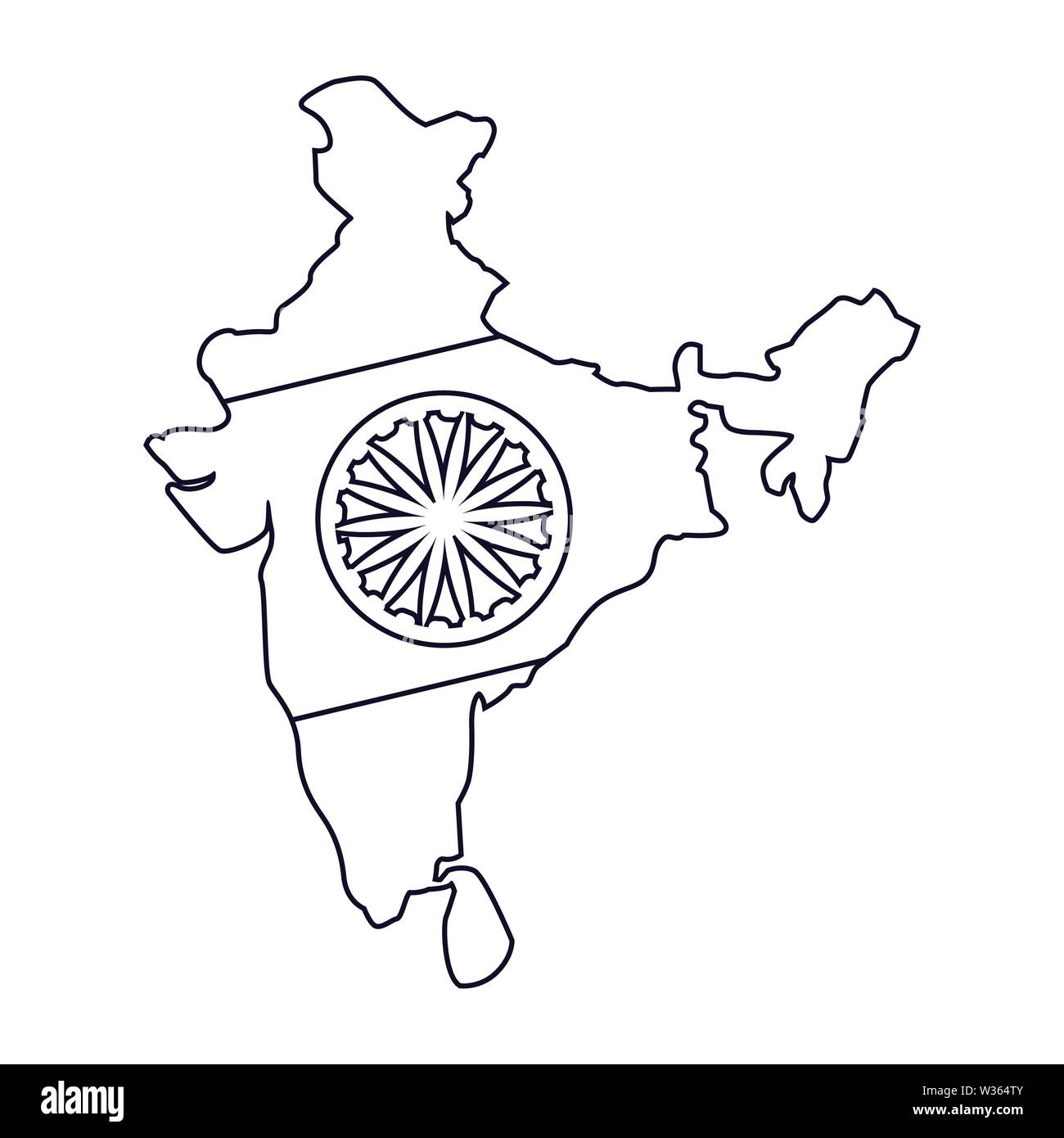 map ashoka wheel flag background indian independence day vector ...