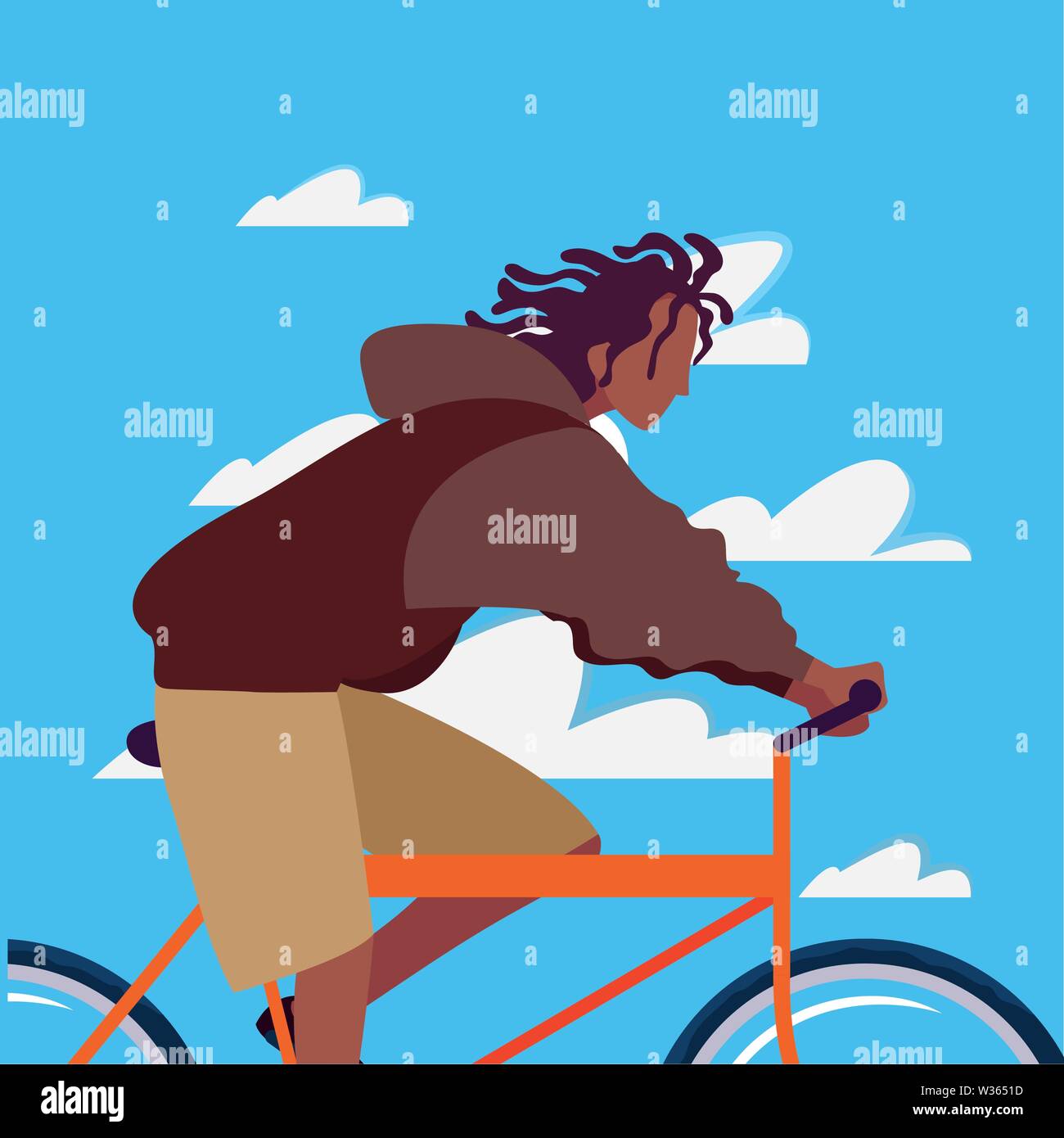 man riding bicycle activity sky background vector illustration Stock ...