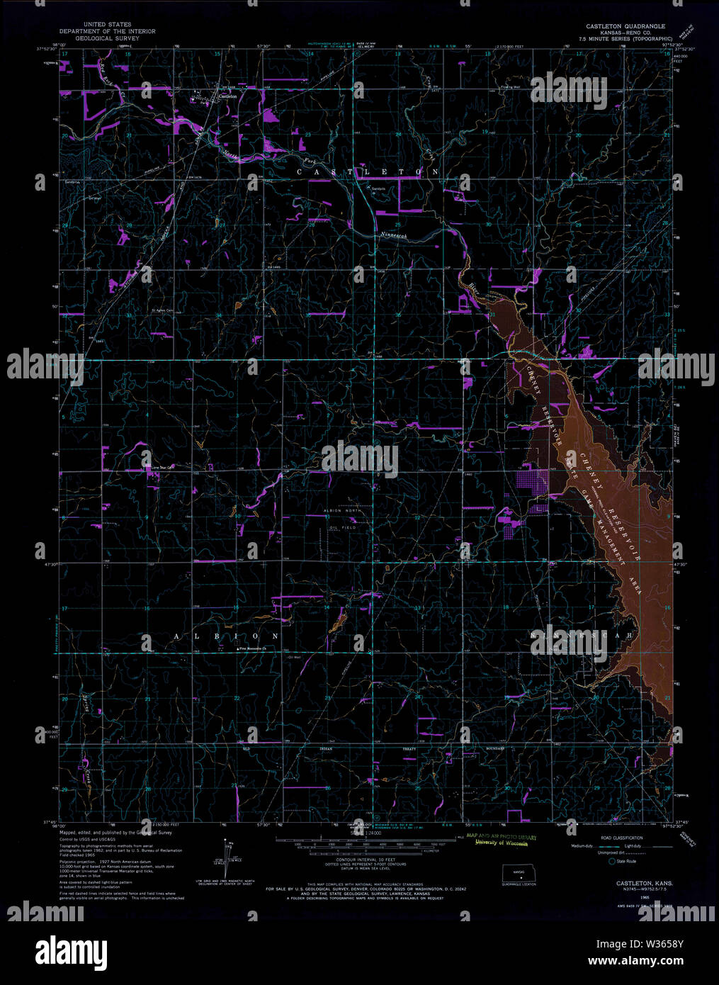 Castleton Reno County Kansas USGS TOPO Map Kansas KS Castleton 511019 1965 24000 Inverted ...