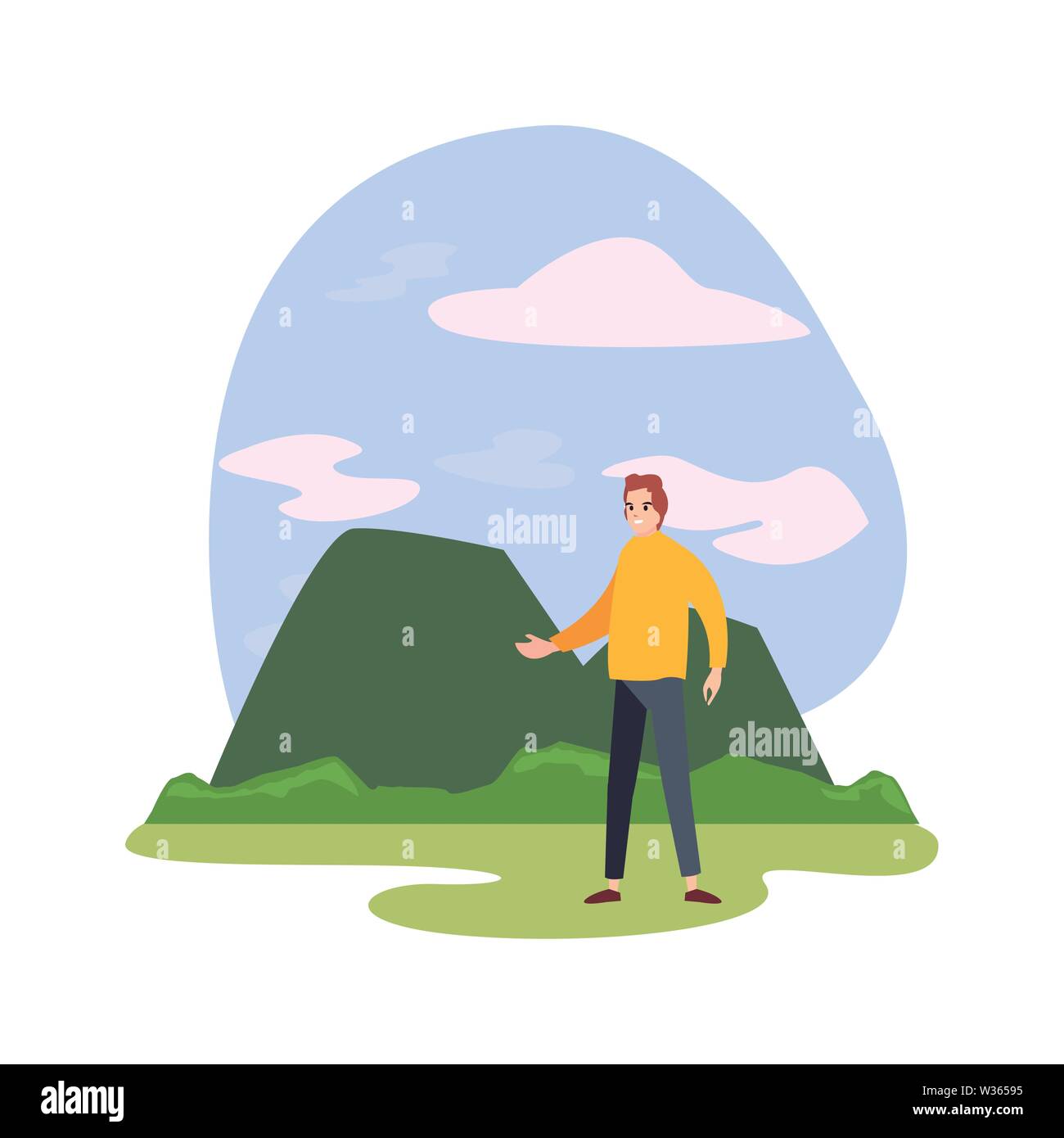 man happy young character outdoor background vector illustration Stock ...