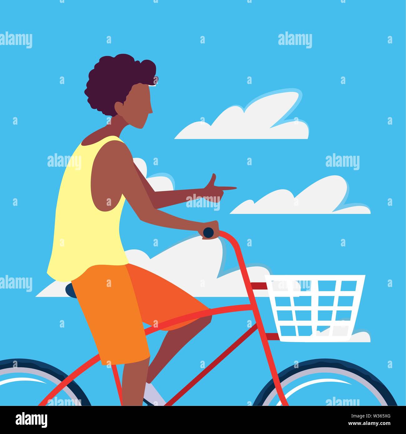 man riding bicycle activity sky background vector illustration Stock ...