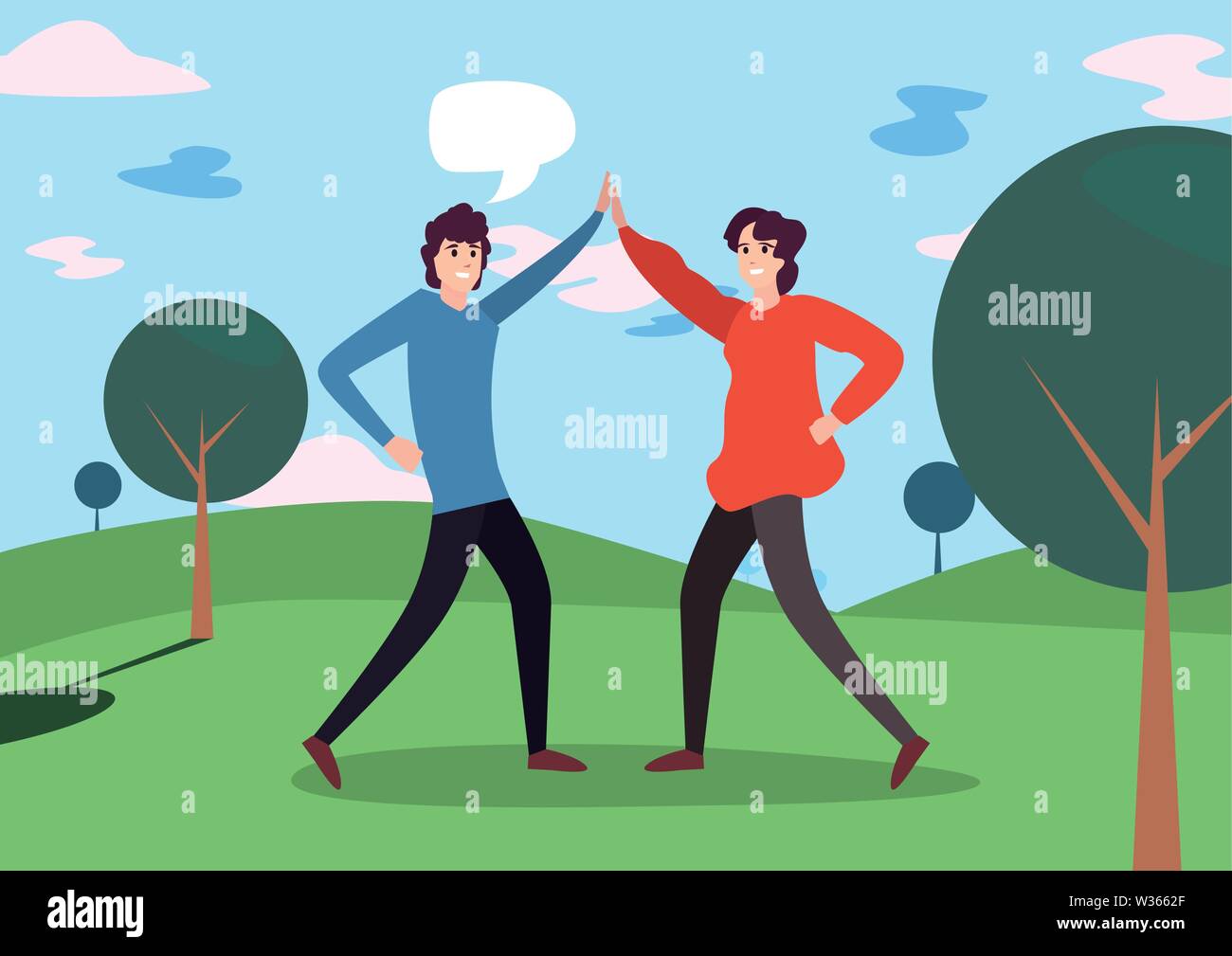 men happy young people characters outdoors vector illustration Stock ...