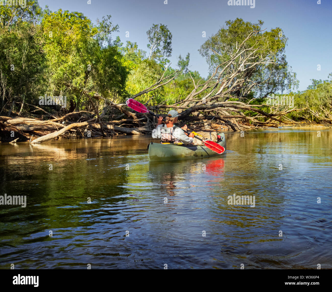 adventure tour with a kayaks on the Katherine river, Northern Territories, Australia Stock Photo