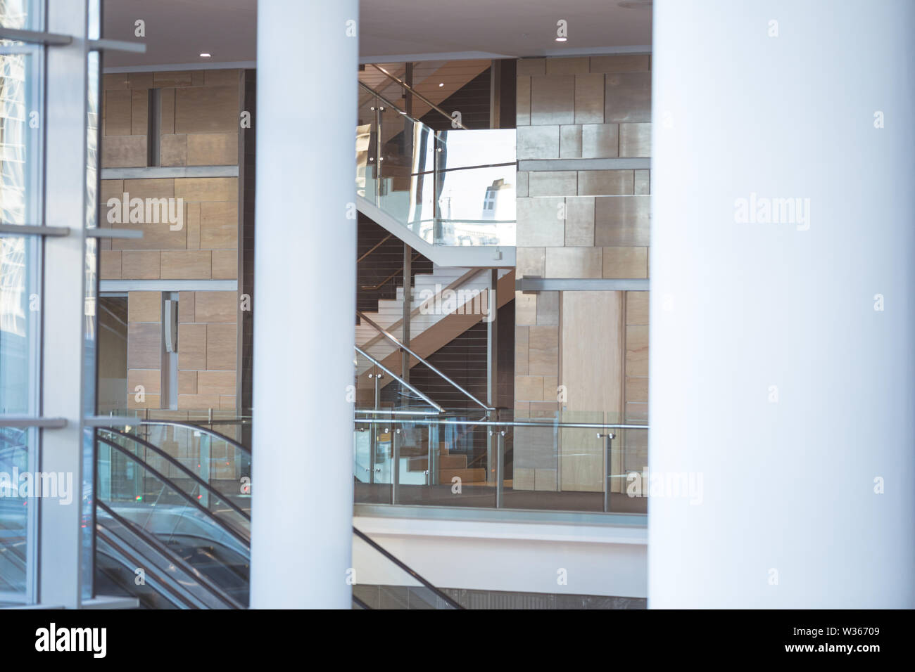 Modern commercial office building with stairs and corridors Stock Photo
