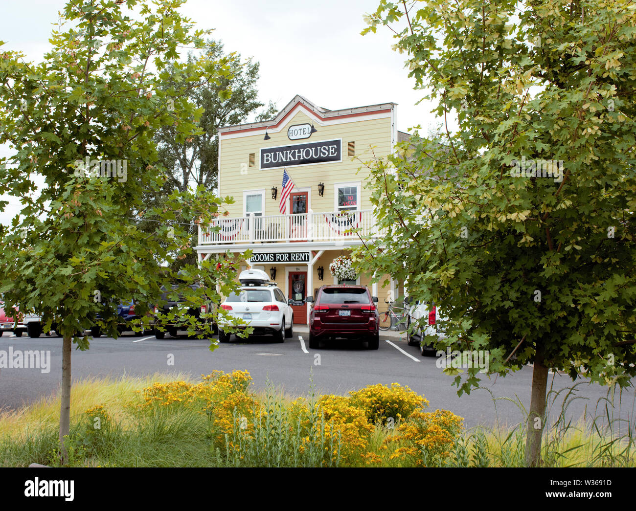 The Bunkhouse Hotel in Sisters, Oregon. Stock Photo
