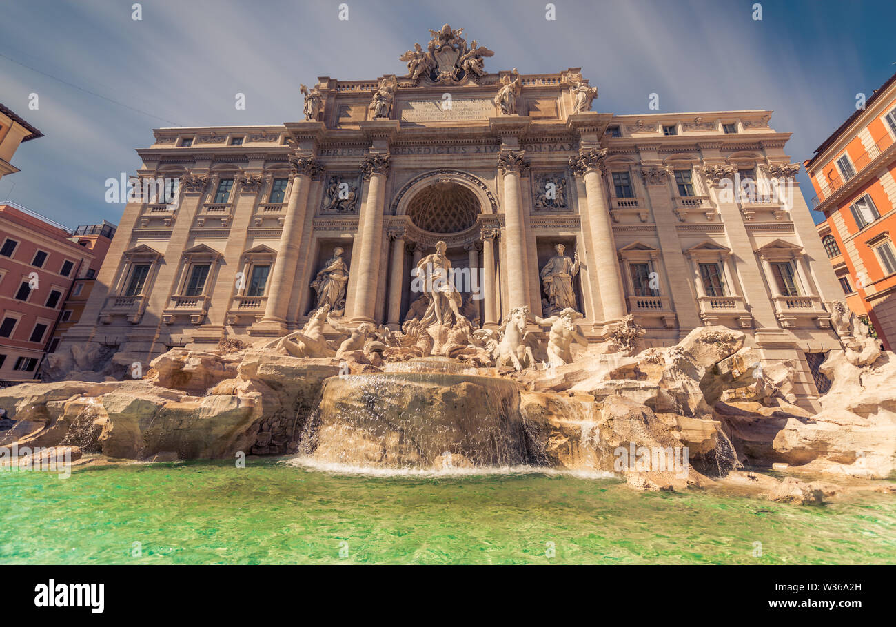 The fountain dates back to the ancient Roman times, because the construction of the Aqua Virgo Aqueduct provided water to the Roman baths and the foun Stock Photo