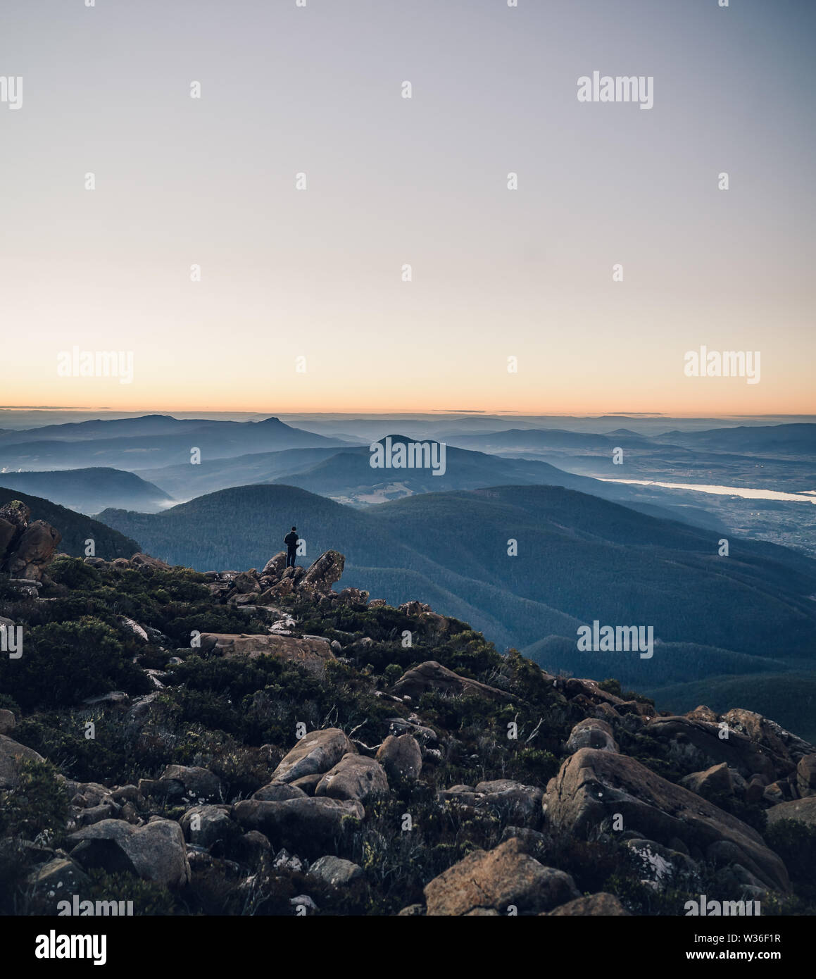 Solo Climber at Mt Wellington Tasmania Stock Photo