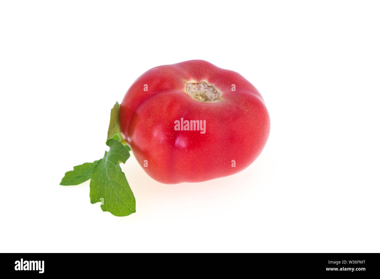 Tomato isolated on white background with leaf Stock Photo - Alamy
