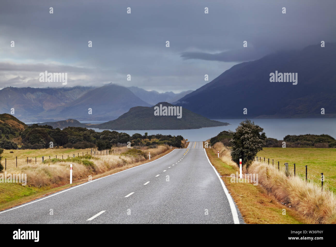 New Zealand landscape, Wakatipu Lake, South Island Stock Photo