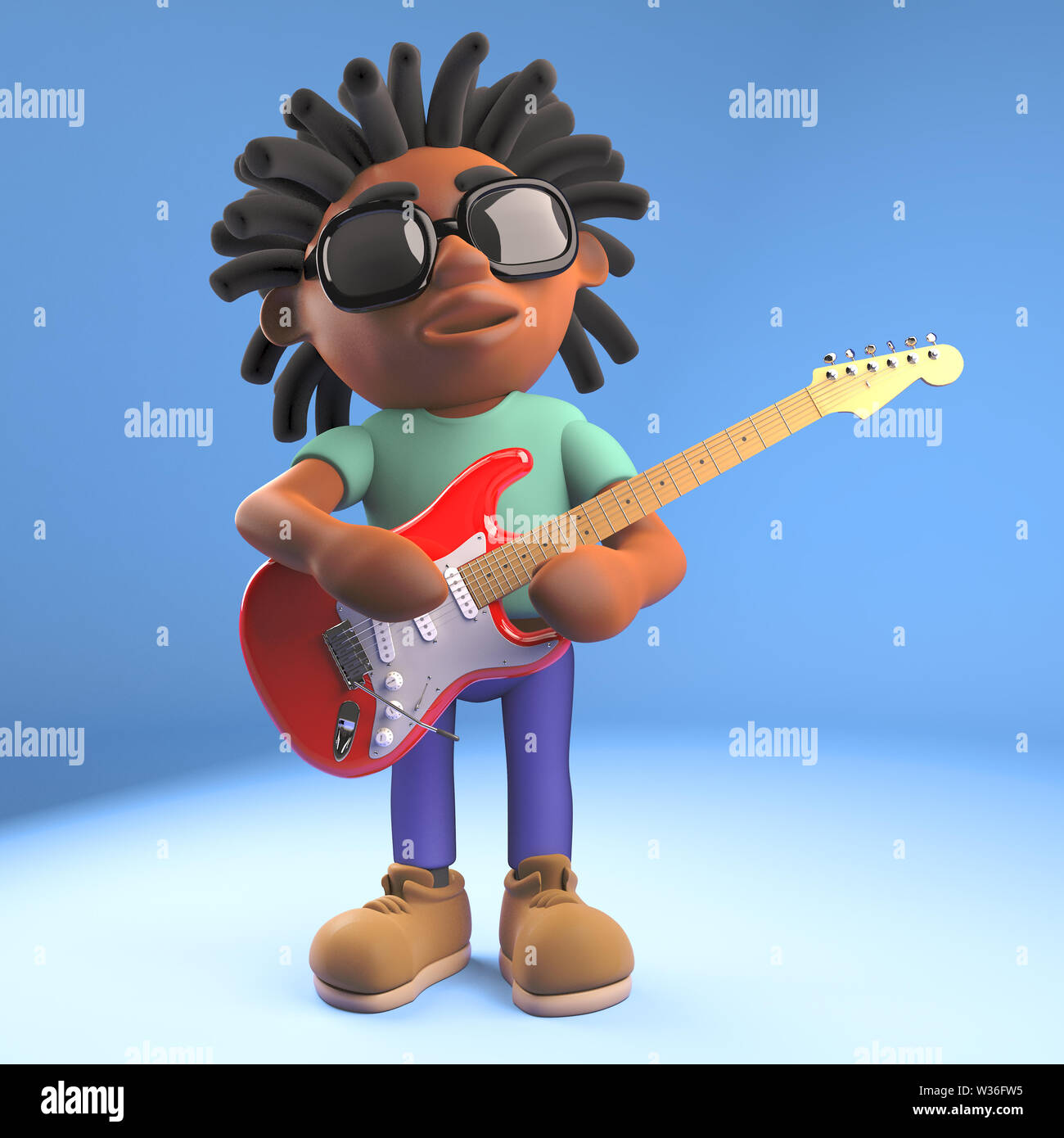 Estrela Da Música Do Jogador De Guitarra Do Homem 3d Ilustração Stock -  Ilustração de arte, figura: 18649554