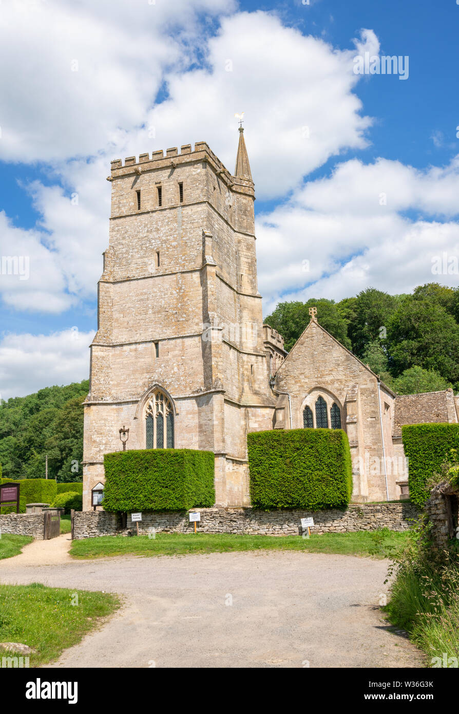 The Church of St. Mary The Virgin in Hawkesbury, South Gloucestershire, United Kingdom. 12th Century Grade I listed building with later additions Stock Photo
