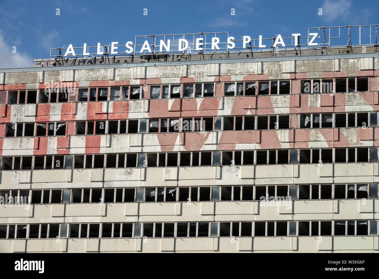 Germany Berlin, prefab building before the renovation, a block of flats near to Alexanderplatz, Bundesstrasse Stock Photo