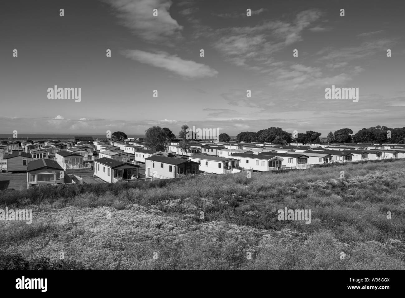 Holiday Homes at Blue Anchor on the Bristol Channel Coast as seen from