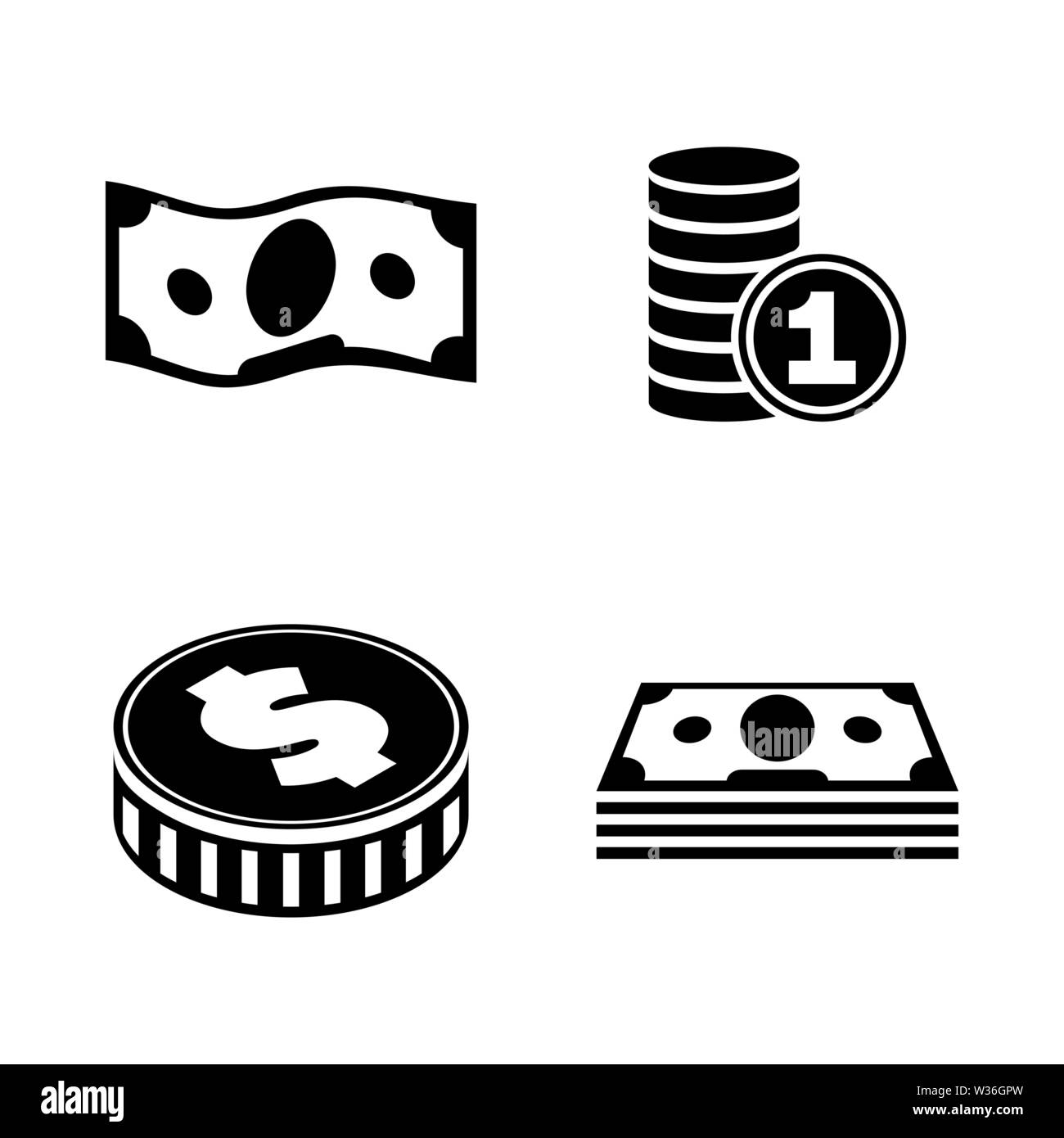 Finance. Simple Related Vector Icons Set for Video, Mobile Apps, Web Sites, Print Projects and Your Design. Black Flat Illustration on White Backgroun Stock Vector